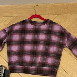 love, Fire Purple Plaid Kids Sweatshirt